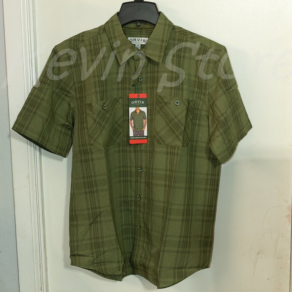 Green NWT Orvis Men’s Short Sleeve Woven tech shirt